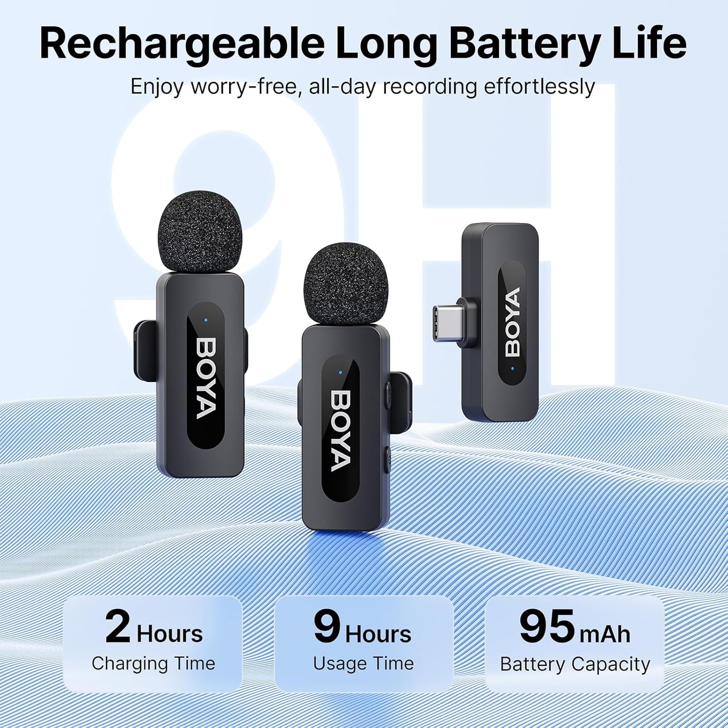 Micrófono Lavalier inalámbrico dual BOYA BY-V20 USB-C - Imagen 2